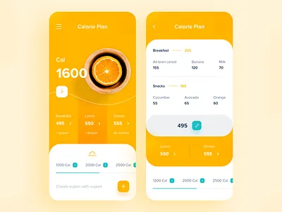 App for you health app calorie design ui uidesign uiux webdesign yellow yellows