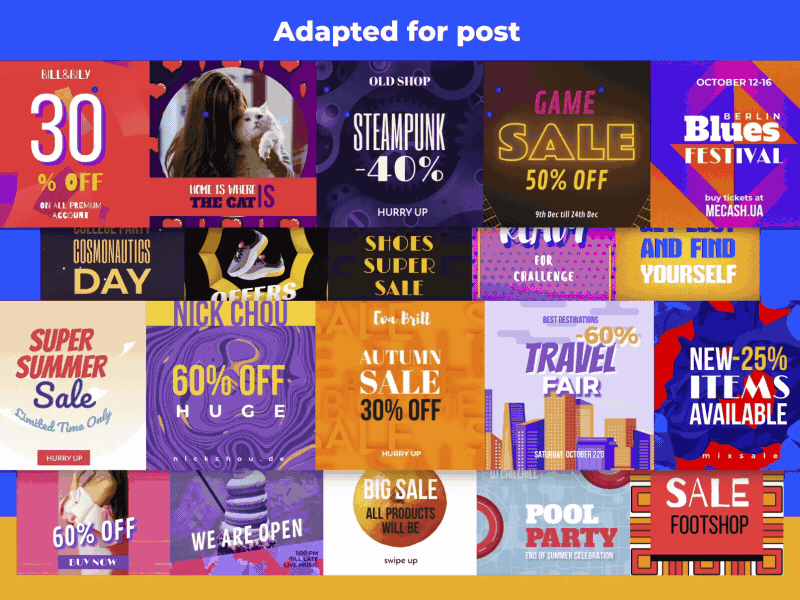 Posts for your ad advertising animation facebook instagram profit psd sale stuff templates video