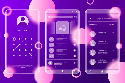 glassmorphism Gradient glassmorphism mobile app template backgraund branding design graphic design illustration logo vector