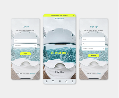 Onboarding screens - UI Design Ski Mobile App app branding design ecommerce illustration interface log ing logo onboarding sign up ski ui ui design ux ux design