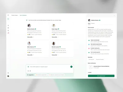 Rapha AI - Recommendations for Health Providers ai ai app artificial intelligence assistant chatgpt clean design healthcare productdesign saas ui uiux