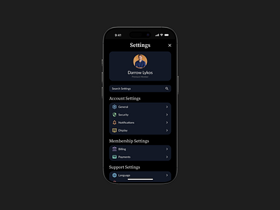 Settings Mobile Screen UI app design mobile mobile design ui