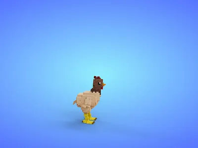 Voxel Farm Animals - Chicken - Game Asset 3d 3d model animal animals bird chicken fantasy farm game art game asset game dev isometric lowpoly voxedit voxel voxel art voxels
