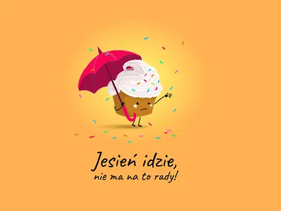 Autumn cupcake illustration/ Pan babeczek autumn bakery character design cupcake fall illustration muffin sweets vector