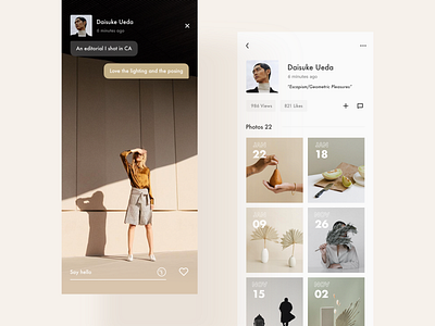 Video / Profile app clean design interactive layout minimal modern typography ui