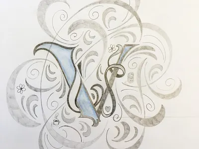 v - Letter flourishes lettering sketch