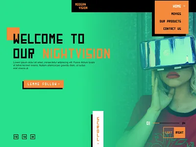 MODERN VISION - Landing Page branding design highlight icon illustration landing page ui ui design ux ux design vector virtual reality vision visual