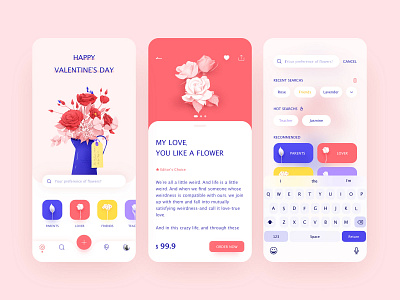 Flower Delivery App blue flowers illustration mobile red ui ux vector