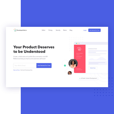 Product Redesign - DeveloperHub artificialintelligence clean consistent creative digital product doc document documentation editor inspiration landing page product product design user experience user interface ux uxdesign uxui visual design website