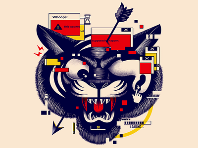 Tiger Glitch animation character drawing error gif glitch illustration tiger ui vector