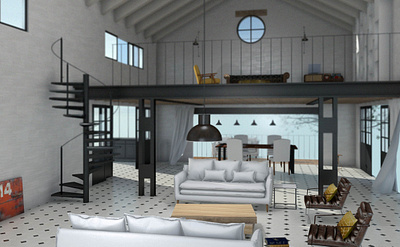 loft retouche architecture artlantis decoration sketchup