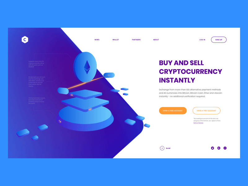 Crypto exchange platform illustration motion template ui ux vector