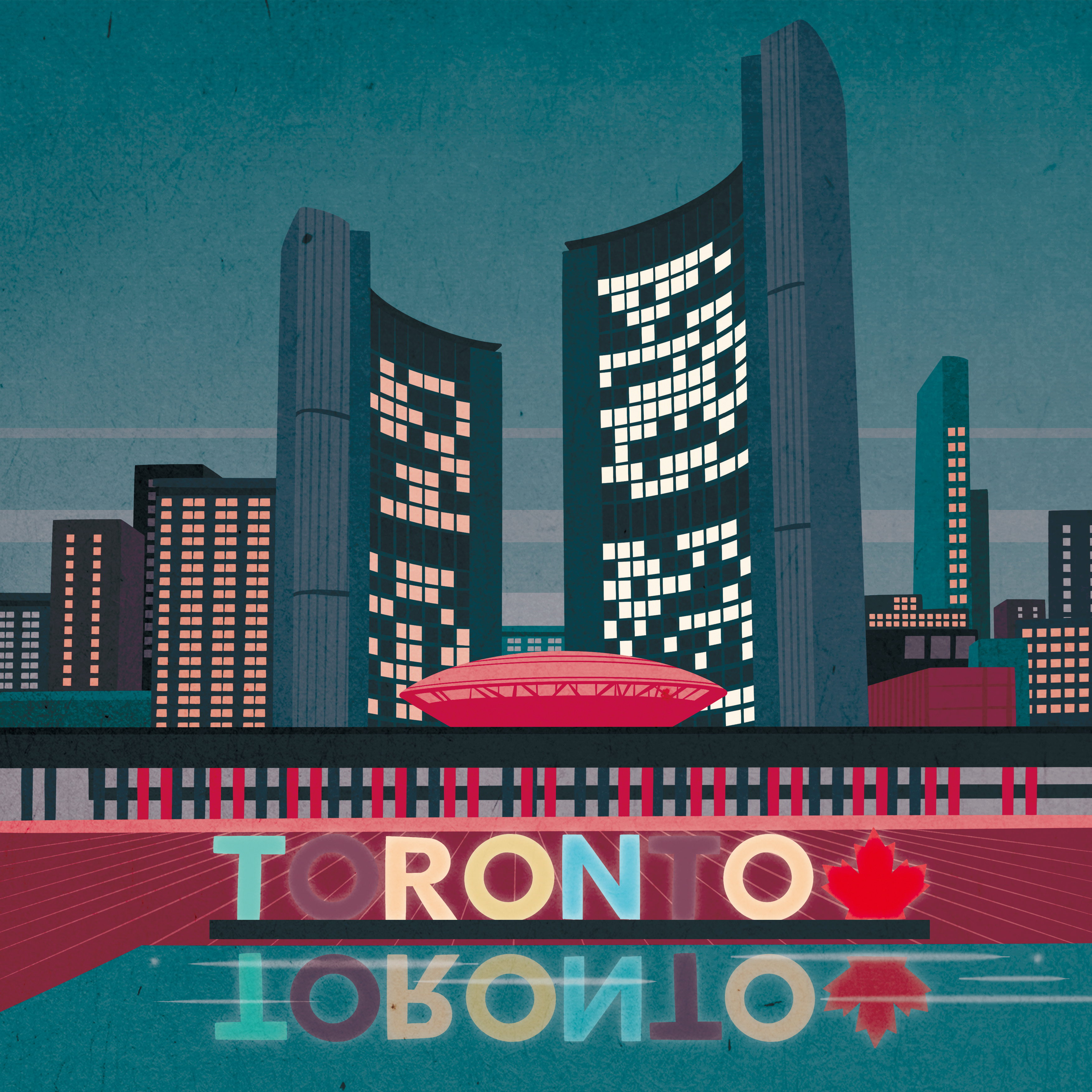 Canada Snowflake artwork canade city digital art drawing illustration landscape nature night toronto