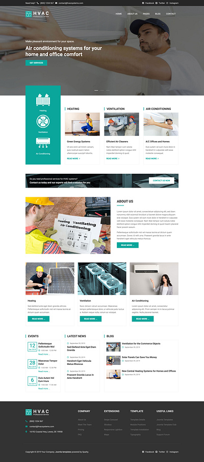 HVAC Template air conditioning business website heating hvac joomla joomla template responsive responsive design template ventilation