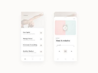 Meditation Podcast App Concept app bordeaux clean concept design figma french designer interface design meditation minimal simple ux ui zen