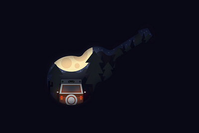 Guitar Shape Scene Illustration adobe clean concept creative design design art guitar guitars illustration illustration art illustrator night scene scene creator simple simple design texture vector vectors woods