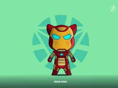 IRON PAW adobe illustrator avengers avengersendgame cat catlovers character concept characterdesign design flat funny character funny illustration illustration ironman lineart vector