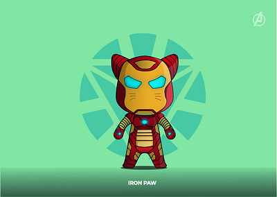 IRON PAW adobe illustrator avengers avengersendgame cat catlovers character concept characterdesign design flat funny character funny illustration illustration ironman lineart vector