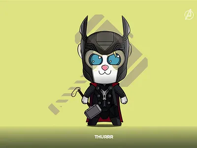 THURRR adobe illustrator avengers avengersendgame cat catlovers character concept characterdesign design flat funny character funny illustration illustration lineart vector