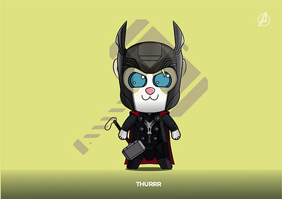 THURRR adobe illustrator avengers avengersendgame cat catlovers character concept characterdesign design flat funny character funny illustration illustration lineart vector