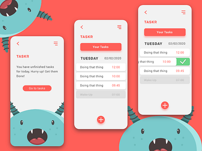 Taskr app design app design graphicdesign invision made with invision minimal ui ui design uiux ux web