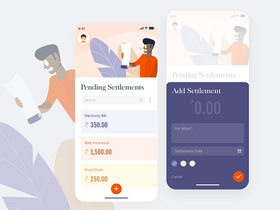 Settlement Tracker app clean design flat illustration interface minimal mobile ui tracker typography ui ux vector illustration vectorart