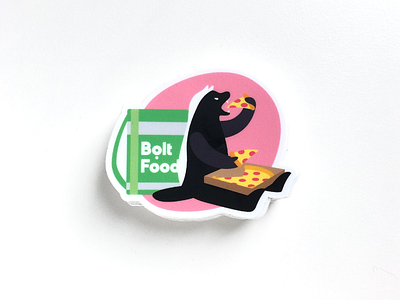 Honey Badger was too hungry character character design digital illustration eater food food delivery app foodie honey badger illustration pizza sticker sticker design stickermule vector illustration