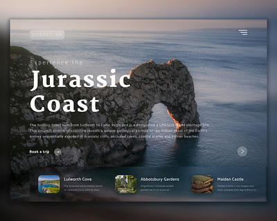 Experience the Jurassic Coast dorset icon jurassic landing page photoshop sketch travel typography ui visit web