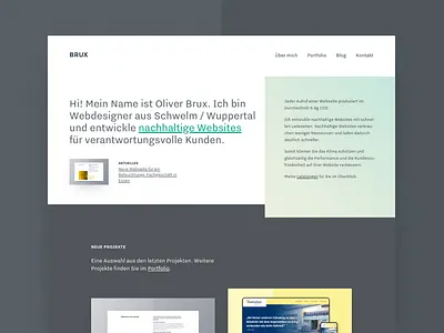 Büro Brux - Relaunch freelance german green hero home home screen homepage homepage design layout minimal mnml portfolio portfolio website sustainability sustainable teaser uiux webdesign website