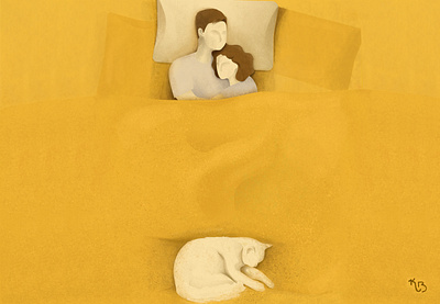 H 36dayoftype 36daysoftype h bedroom couple couplegoals happiness home illustration morning sleeping bag texture