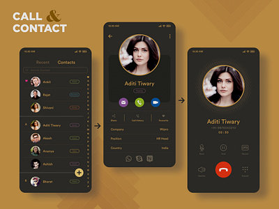 Contact & Call UI Design app call concept contact design interaction design interface ui ux ui design uiux