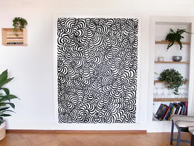 Live Mural: Le Dépanneur Salon abstract art black and white drawing illustration large large scale live live art live drawing live painting mural painting pattern patterns pen performance striped stripes wall