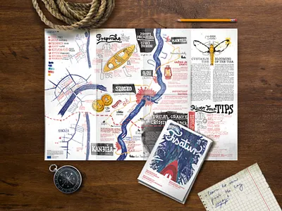 Rivertour map and guide adventure explore guide guidebook illustration map outdoor river tour