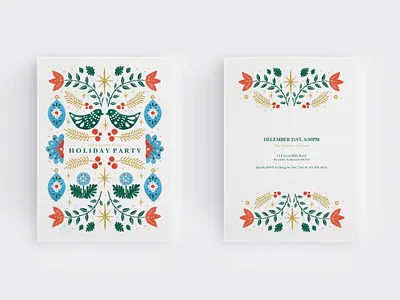 Holiday Party Invite christmas christmas party folk greeting card holiday invite stationery