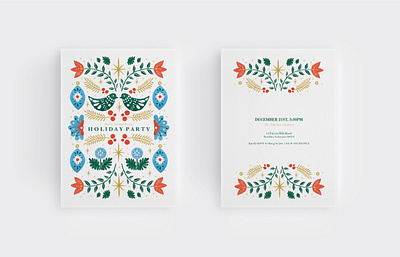 Holiday Party Invite christmas christmas party folk greeting card holiday invite stationery