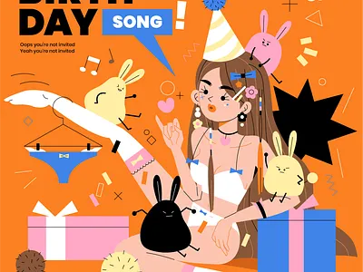 Birthday animation art birthday blog bunny character cute design girl graphic icon illustration love