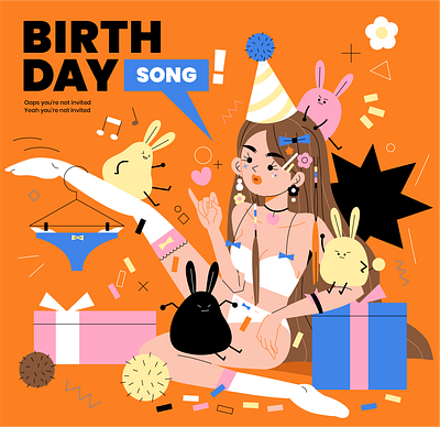 Birthday animation art birthday blog bunny character cute design girl graphic icon illustration love