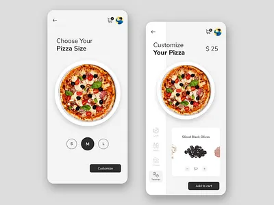 Create Your Own Pizza 033 app customize dailyui dailyui033 dailyuichallenge design grey interface ios minimal minimalist order pizza ui ux