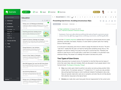 Evernote Windows App Redesign desktop app note ui design