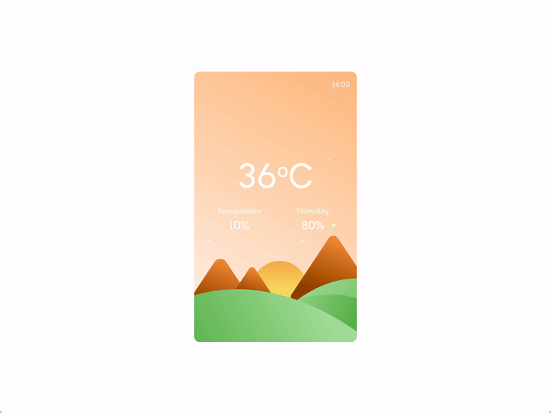 Digital Clock Animation | Application Design animation clock daynight design illustration interface landscape mobile theme design timer ui ux wallpaper weather