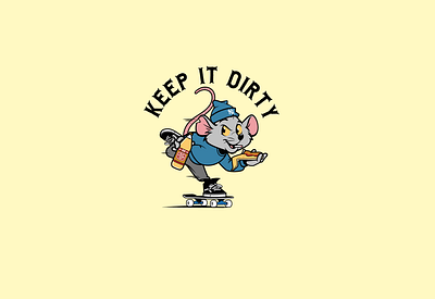 Keep it Dirty character design graphics illustration mascot design rat skateboarding sticker design t shirt design tee design vector vector design