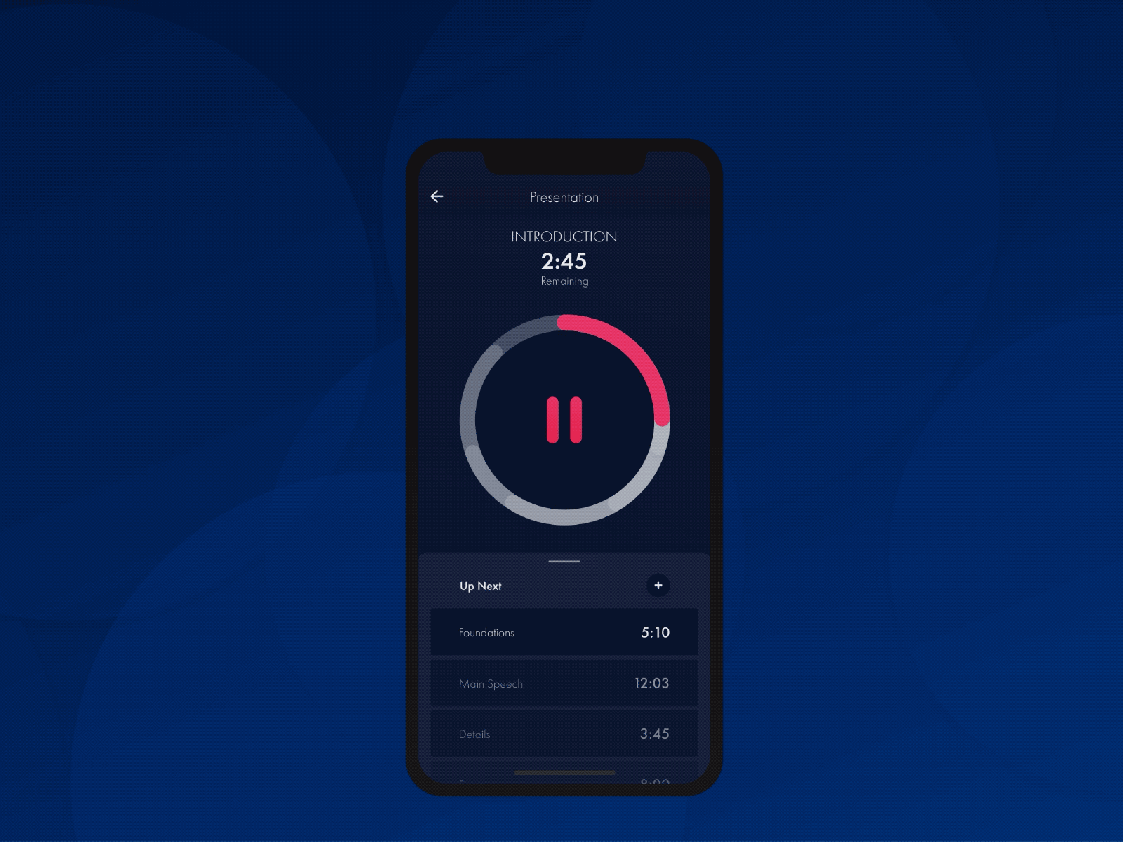 Example of Timer Ui concept - Interactions