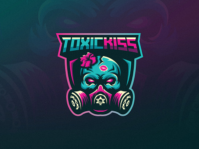 Toxic Kiss apocalypse flower gas kiss lips logo love mask rose skull toxic