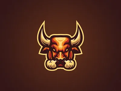 Bull angry bull horns logo mascot