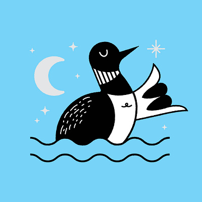 Stay Loose illustration loon minnesota moon night