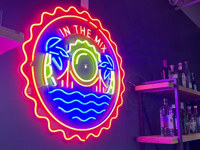 Mixpanel Neon Sign bar beach brand design illustration