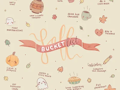 bucket list for fall ♡ bucket list cute digital art doodle drawing fall illustration procreate