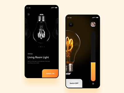 Smart Home Light Control App UI app design black clean design control dark dashboard ui design home automation home control lighting minimal smart home ui uidesigner uikit user experience ux uxdesigner