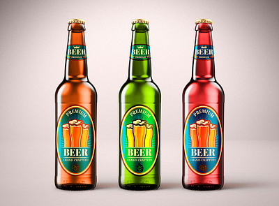 Free Colorful Beer Bottle Mockup PSD beer bottle mockup beer label beer mockup bottle bottle mockup branding free mockup freebies mockup mockup design mockup psd product design psd mockup