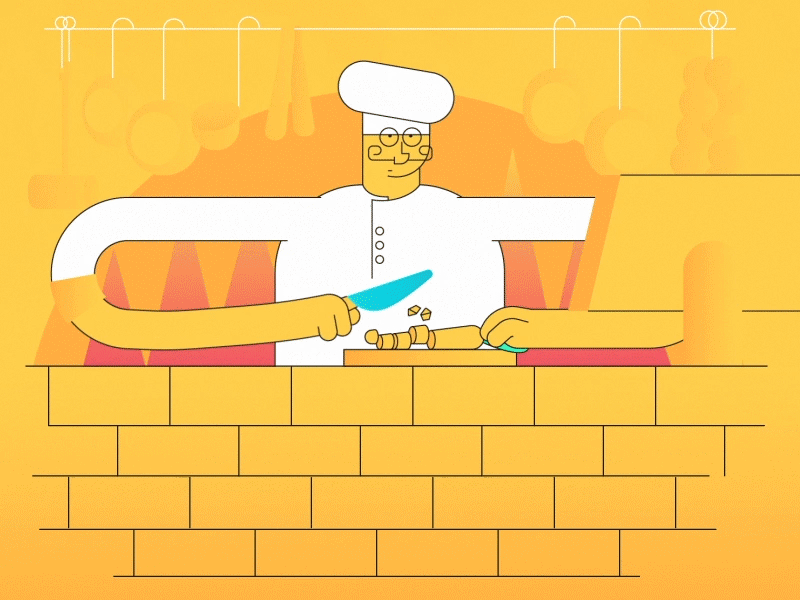 What's Cookin' Doc? animated gif burger carrot chef dinner food illustration kichen